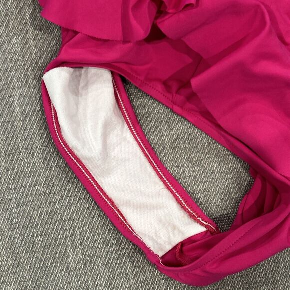Ralph Lauren Swim Suit Womens Medium Hot Pink Skirted One Piece Halter Neck - Picture 4 of 6